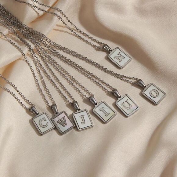 Silver Letter “E” Initial Pendant Stainless Steel - Picture 5 of 5